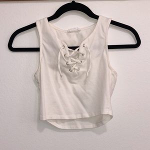 Cropped white tank top
